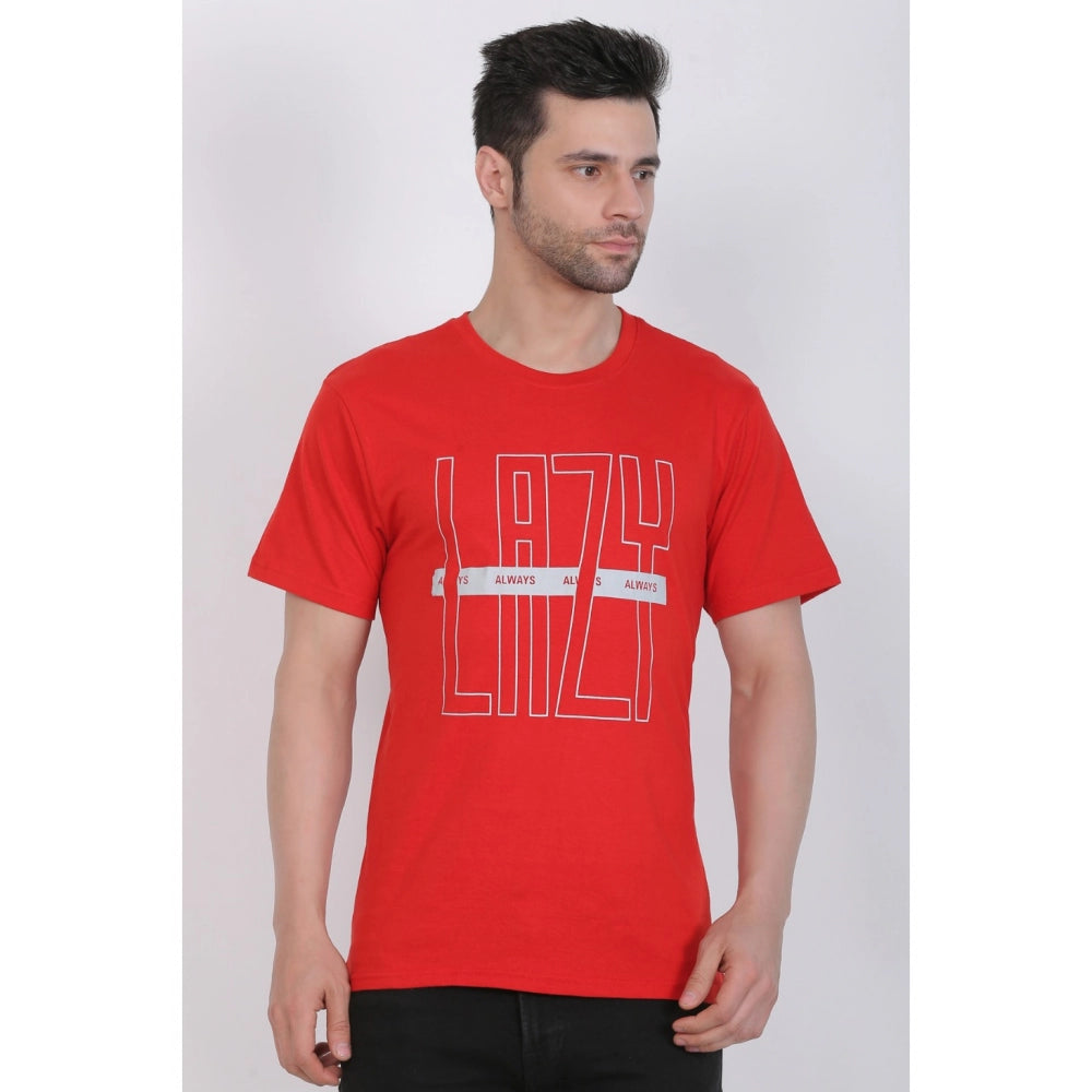 Generisches Herren-T-Shirt aus Baumwolljersey mit Rundhalsausschnitt und Aufdruck (Rot)