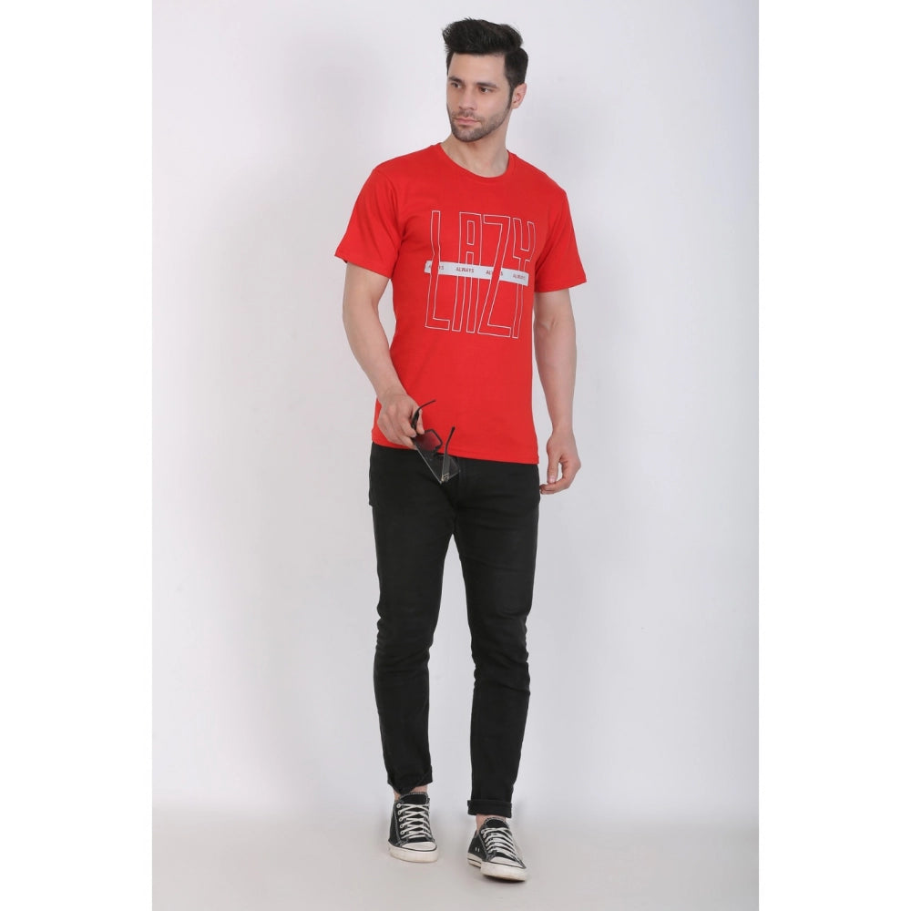 Generisches Herren-T-Shirt aus Baumwolljersey mit Rundhalsausschnitt und Aufdruck (Rot)