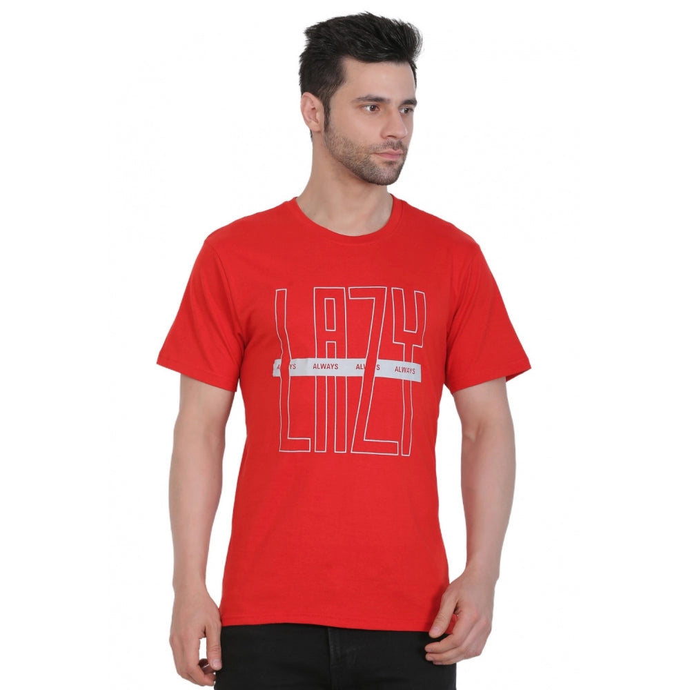 Generisches Herren-T-Shirt aus Baumwolljersey mit Rundhalsausschnitt und Aufdruck (Rot)