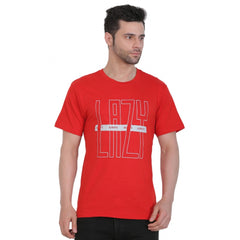 Generisches Herren-T-Shirt aus Baumwolljersey mit Rundhalsausschnitt und Aufdruck (Rot)