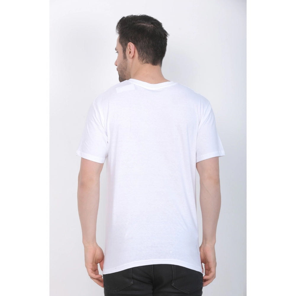 Generisches Herren-T-Shirt aus Baumwolljersey mit V-Ausschnitt, einfarbig (weiß)