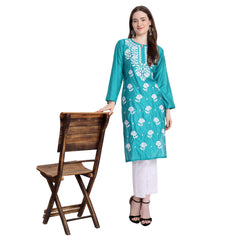 Chikankari Chanderi Kurti aus Seide für Frauen