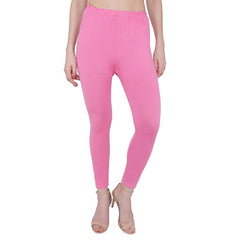 Generic Women's Cotton Stretchable Skin Fit Ankle Length Leggings (Pink)