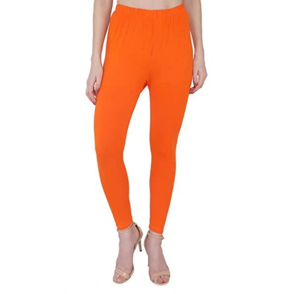 Generische Damen-Leggings aus dehnbarer Baumwolle mit knöchellanger Passform (Orange)