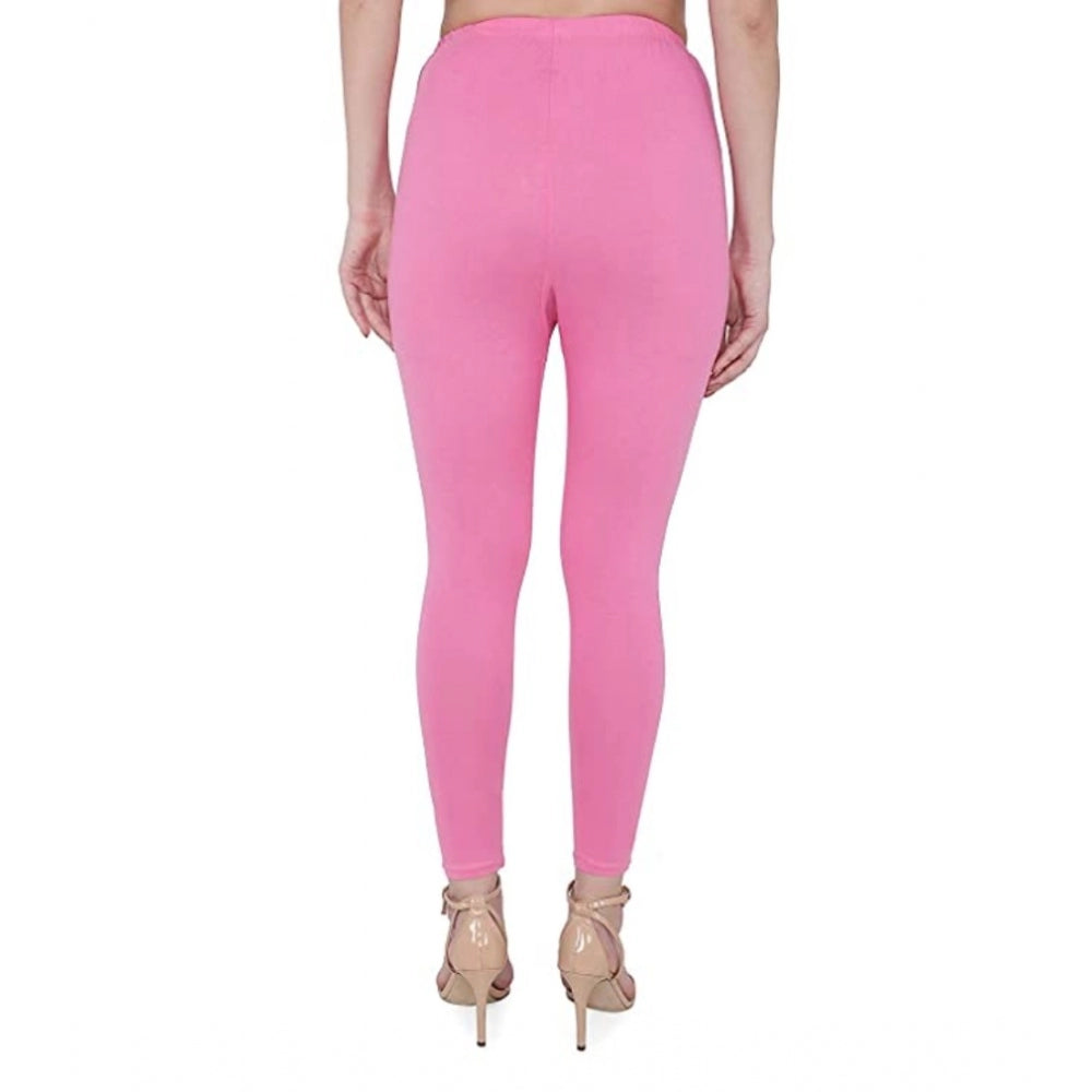 Generische Damen-Leggings aus dehnbarer Baumwolle mit knöchellanger Passform (Rosa)