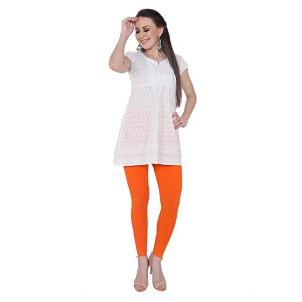 Generische Damen-Leggings aus dehnbarer Baumwolle mit knöchellanger Passform (Orange)