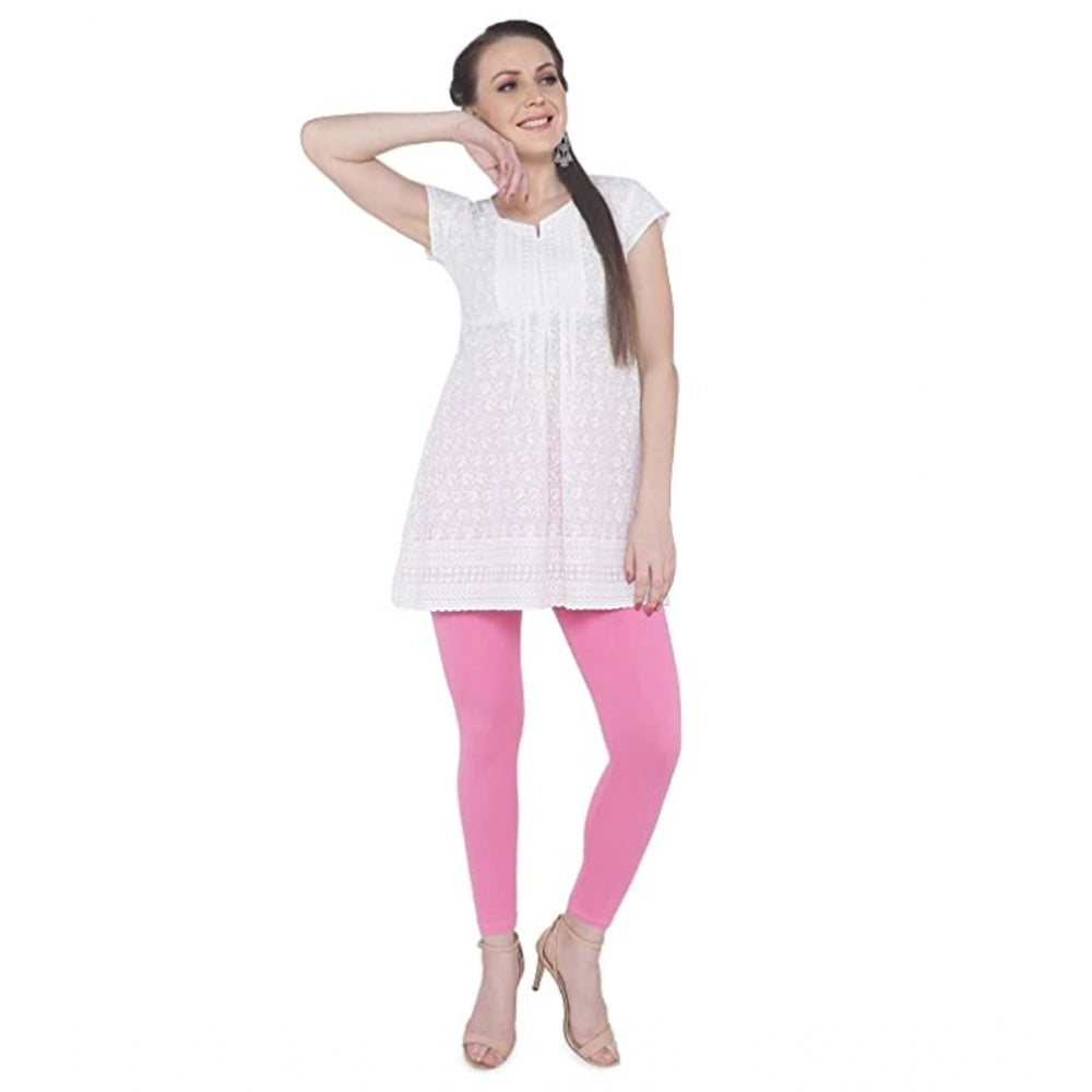 Generische Damen-Leggings aus dehnbarer Baumwolle mit knöchellanger Passform (Rosa)