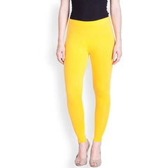 Generic Women's Cotton Stretchable Skin Fit Ankle Length Leggings (Yellow)