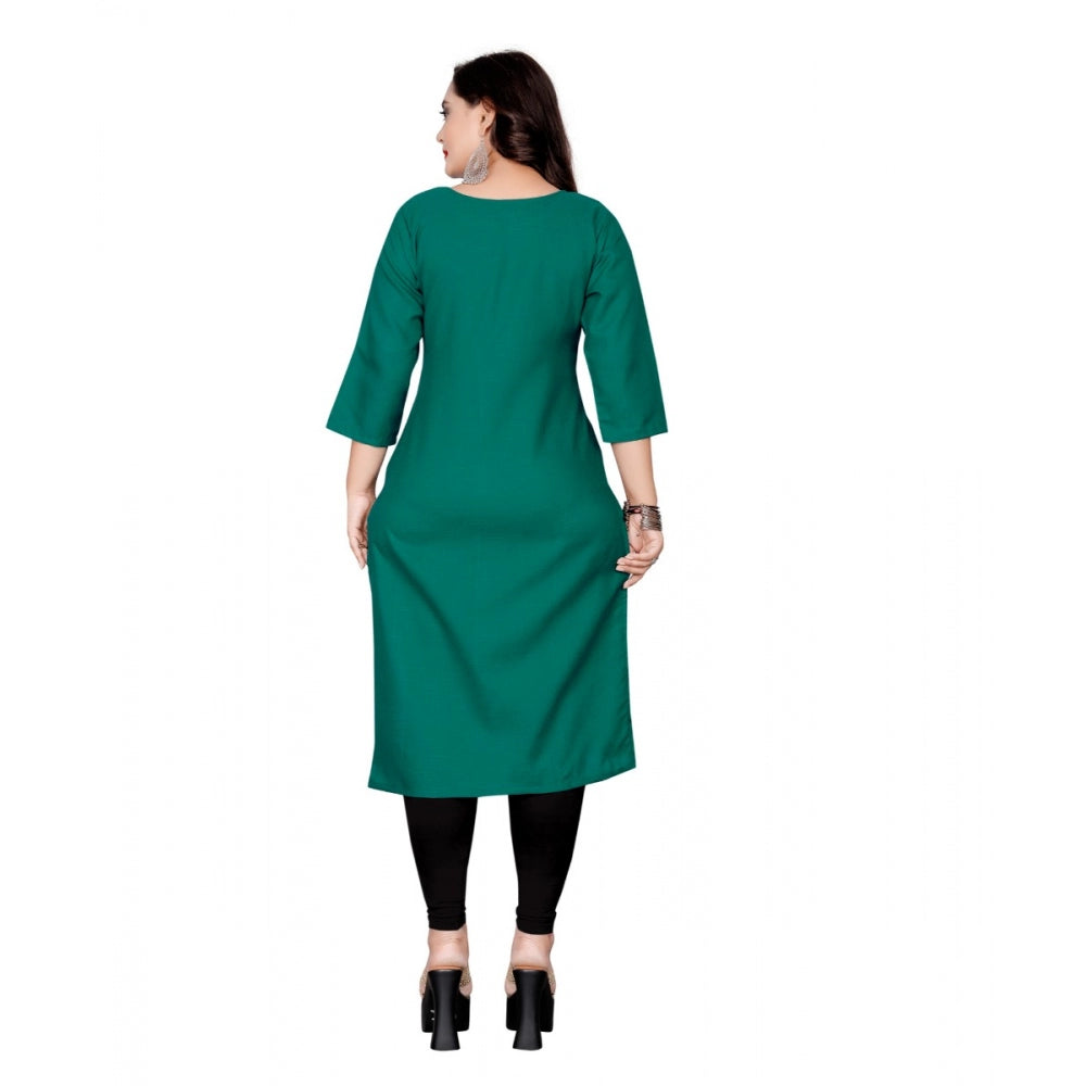 Generisches Damen-Kurti aus Baumwolle mit geradem Bein (Grün)