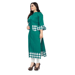 Generisches Damen-Kurti aus Baumwolle mit digitalem Aufdruck (Türkisgrün)