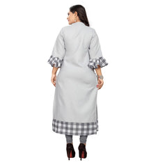 Generisches Damen-Kurti aus Baumwolle mit digitalem Aufdruck (Hellgrau)