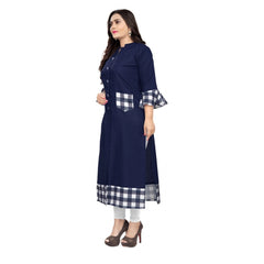 Generisches Damen-Kurti aus Baumwolle mit digitalem Aufdruck (Marineblau)