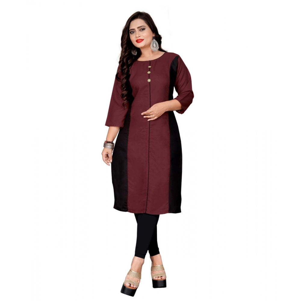 Generisches, gerades Kurti aus Baumwolle für Damen (braun)