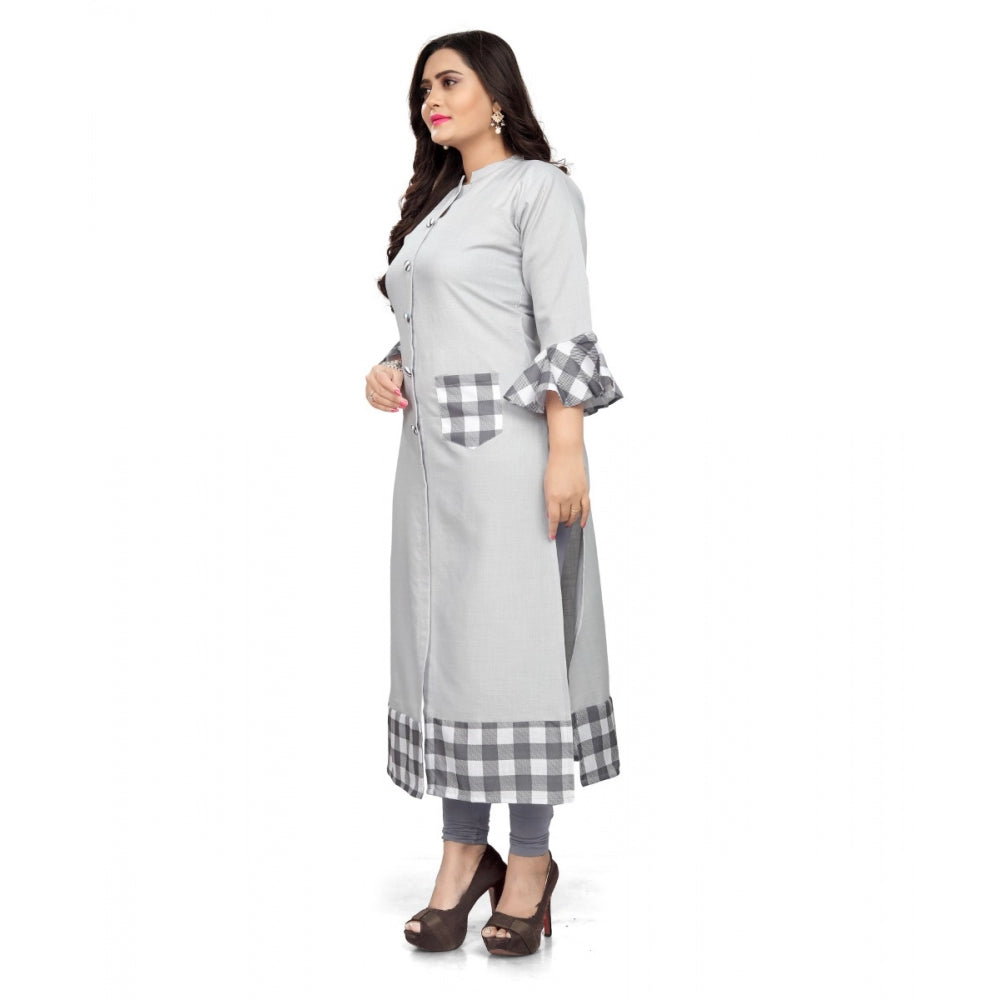 Generisches Damen-Kurti aus Baumwolle mit digitalem Aufdruck (Hellgrau)