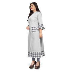 Generic Women's Cotton Digital Printed Straight Kurti (Ligth Grey)