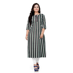 Generic Women's Cotton Printed Straight Kurti (Multi Color)