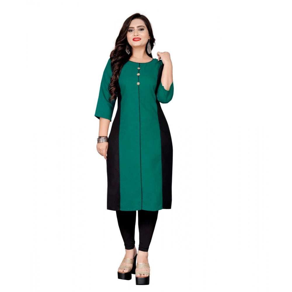 Generisches Damen-Kurti aus Baumwolle mit geradem Bein (Grün)