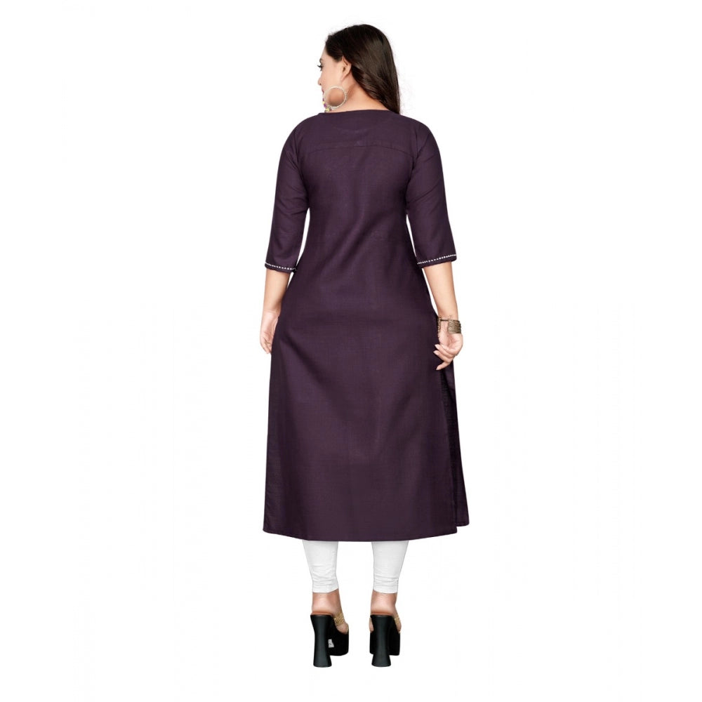 Generisches Damen-Kurti mit geradem Bein und Baumwollstickerei (Schwarz)