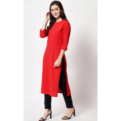 Generic Women's Embroidery With Sequence Kurti (Red)