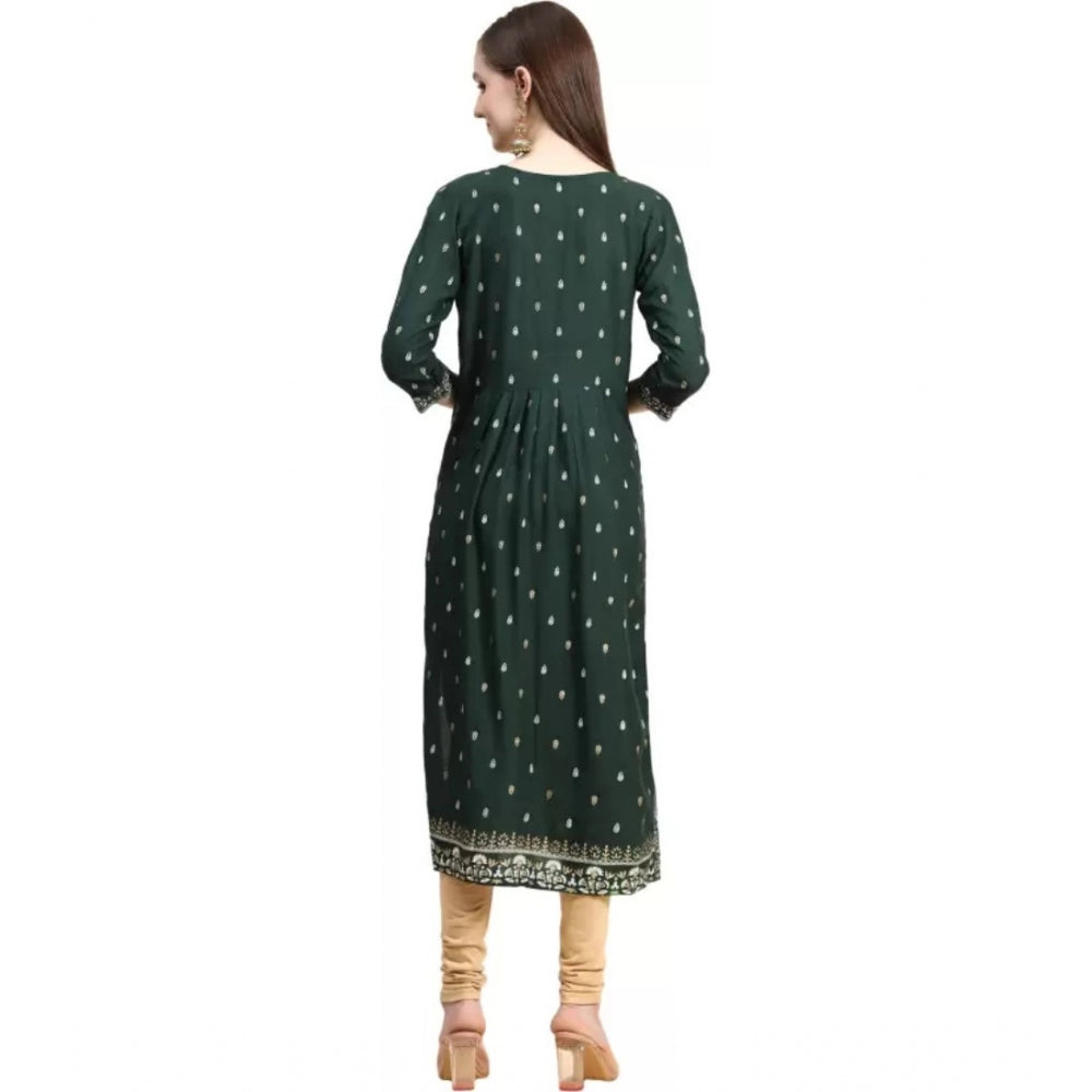 Generisches Kurti mit Stickerei-Aufdruck für Damen (Grün)