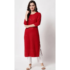 Generic Women's Embroidery With Sequence Kurti (Maroon)