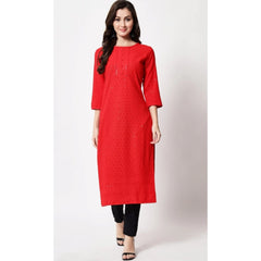 Generic Women's Embroidery With Sequence Kurti (Red)