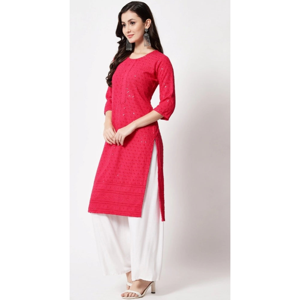 Generic Women's Embroidery With Sequence Kurti (Dark Pink)