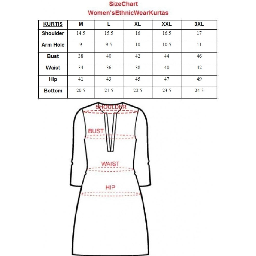 Generisches Kurti aus reiner Baumwolle mit Aufdruck in A-Linie für Damen (gelb, reine Baumwolle)