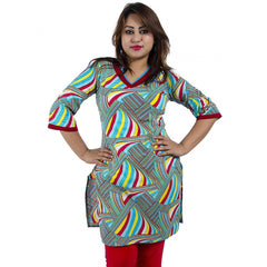 Generic Women's Rayon Kurtis (Red, Multi, S)