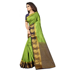 Generic Women's Kanjivaram Silk Saree With Unstitched Blouse Piece (Green, 5-6 Mtrs)