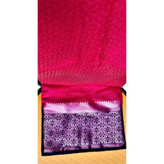 Generic Women's Kanjivaram Silk Saree With Unstitched Blouse Piece (Pink, 5-6 Mtrs)