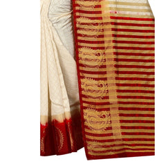 Generic Women's Kanjivaram Silk Saree With Unstitched Blouse Piece (White, 5-6 Mtrs)