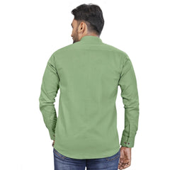 Generic Men's Cotton Blend Full Sleeve Solid Pattern Casual Shirt (Green)