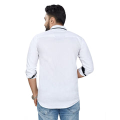 Generic Men's Cotton Blend Full Sleeve Solid Pattern Casual Shirt (White)