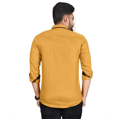 Generic Men's Cotton Blend Full Sleeve Solid Pattern Casual Shirt (Yellow)