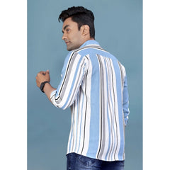 Generic Men's Pure Cotton Full Sleeve Striped Pattern Casual Shirt (Multicolor)