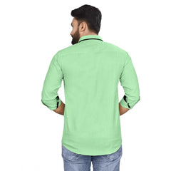 Generic Men's Cotton Blend Full Sleeve Solid Pattern Casual Shirt (Green)