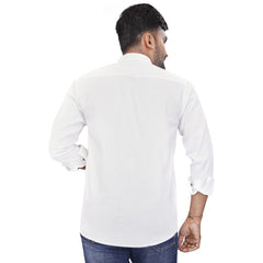 Generic Men's Cotton Blend Full Sleeve Solid Pattern Casual Shirt (White)