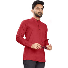 Generisches Herren-Kurzkurta aus Baumwolle mit langen Ärmeln (rot)