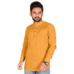 Generisches Herren-Kurta aus Baumwolle mit langen Ärmeln (gelb)