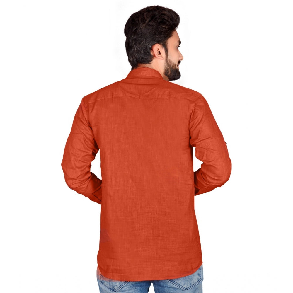 Generisches Herren-Kurta aus Baumwolle mit langen Ärmeln (Orange)