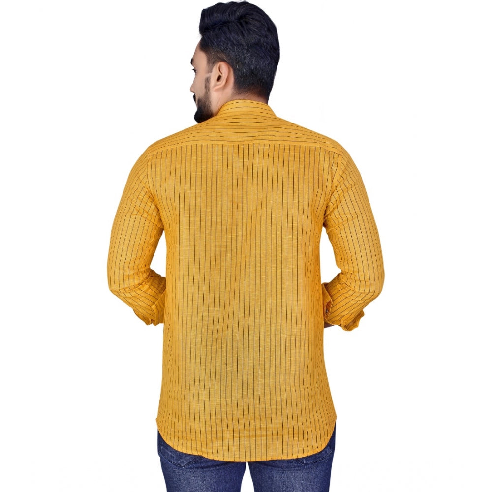 Bedrucktes Kurta aus Baumwollmischung für Herren mit langen Ärmeln (gelb)