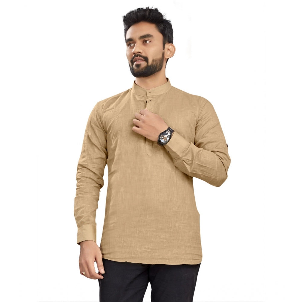 Generisches Herren-Kurta aus Baumwolle mit langen Ärmeln (Beige)