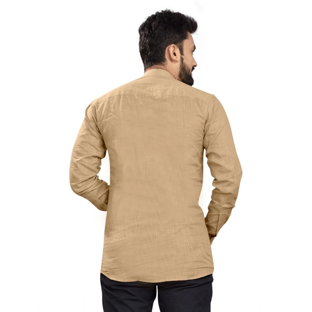 Generisches Herren-Kurta aus Baumwolle mit langen Ärmeln (Beige)