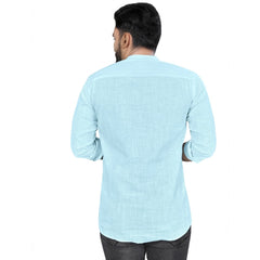 Generisches Herren-Kurta aus Baumwolle mit langen Ärmeln (Hellblau)