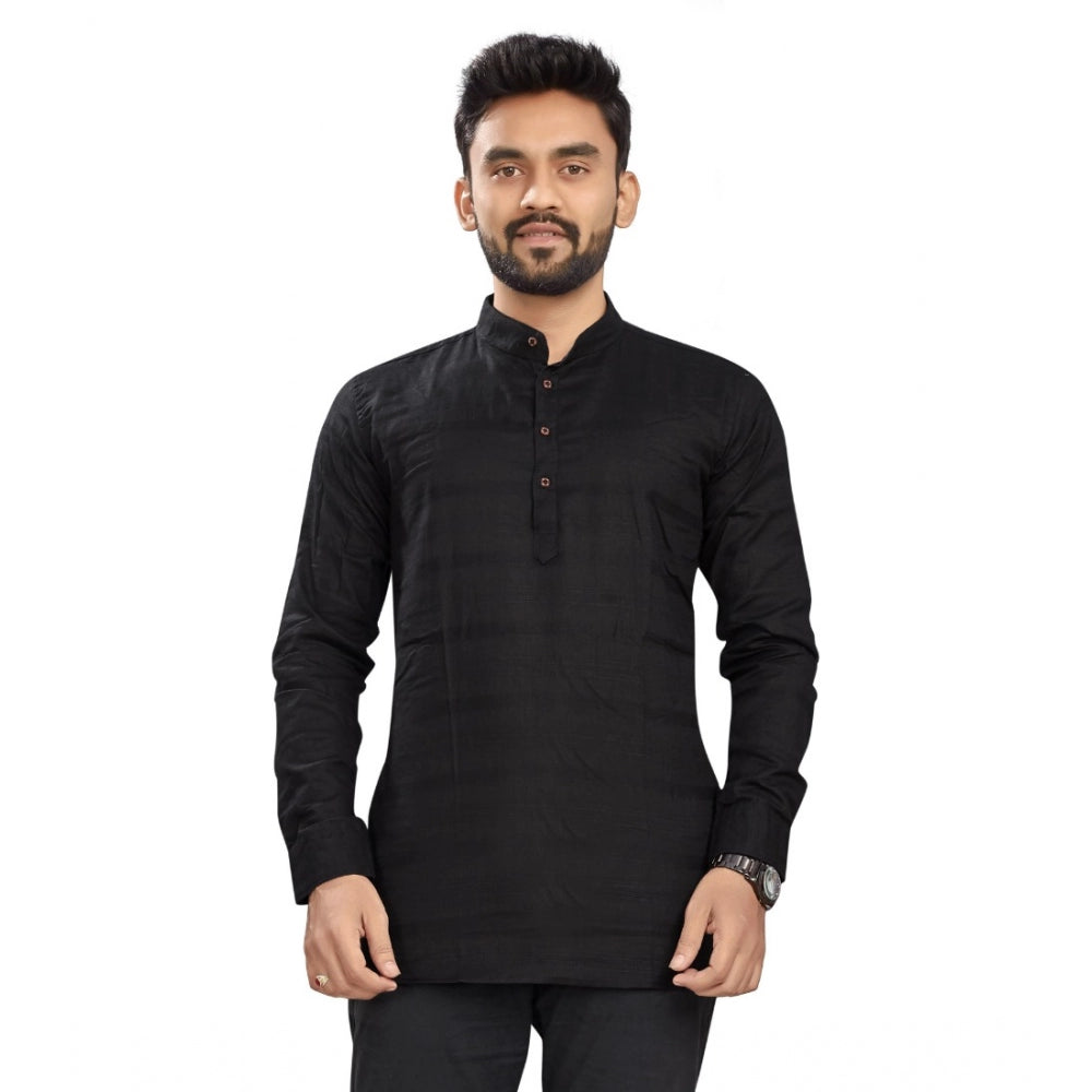 Generisches Herren-Kurzkurta aus Baumwolle mit langen Ärmeln (Schwarz)