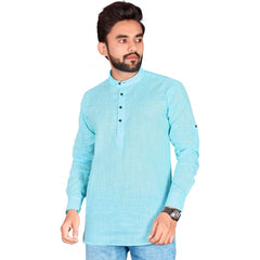 Generisches Herren-Kurta aus Baumwolle mit langen Ärmeln (Hellblau)