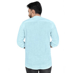 Generisches Herren-Kurta aus Baumwolle mit langen Ärmeln (Hellblau)