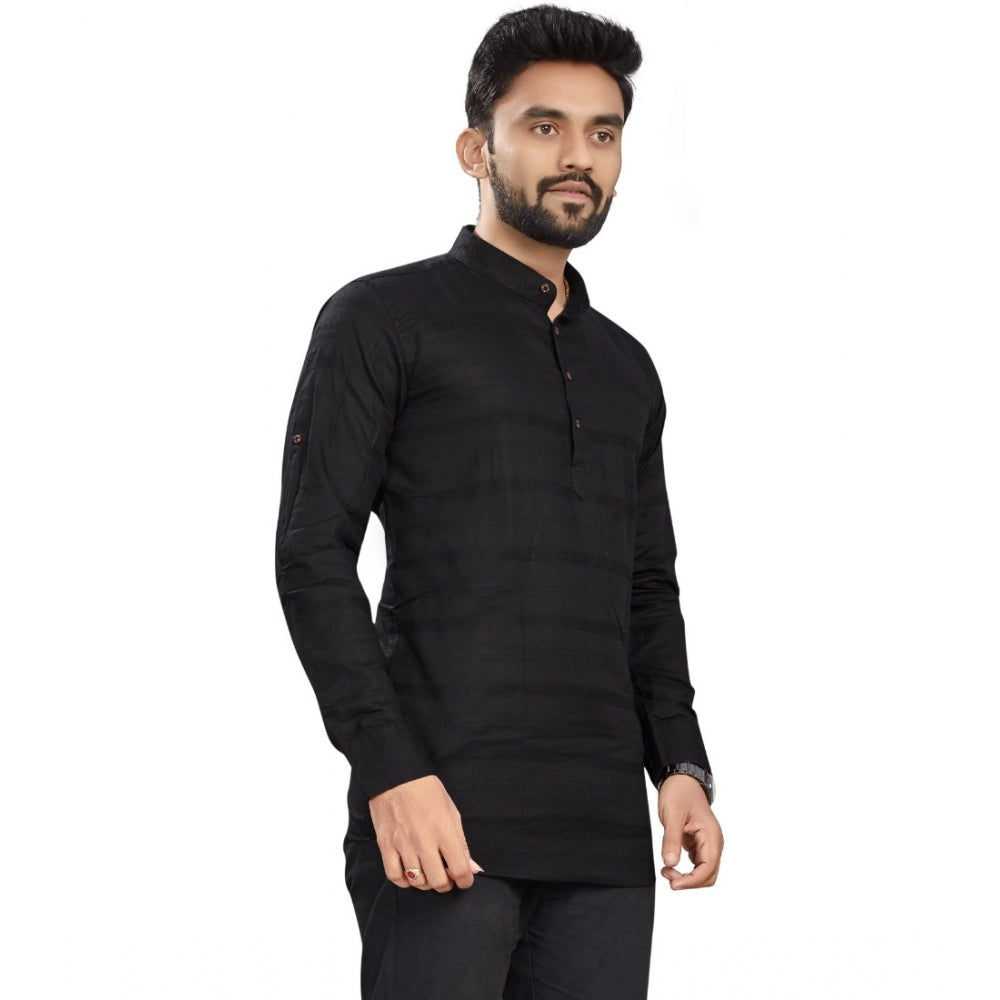 Generisches Herren-Kurzkurta aus Baumwolle mit langen Ärmeln (Schwarz)