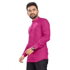 Generisches Herren-Kurta aus Baumwolle mit langen Ärmeln (Rosa)